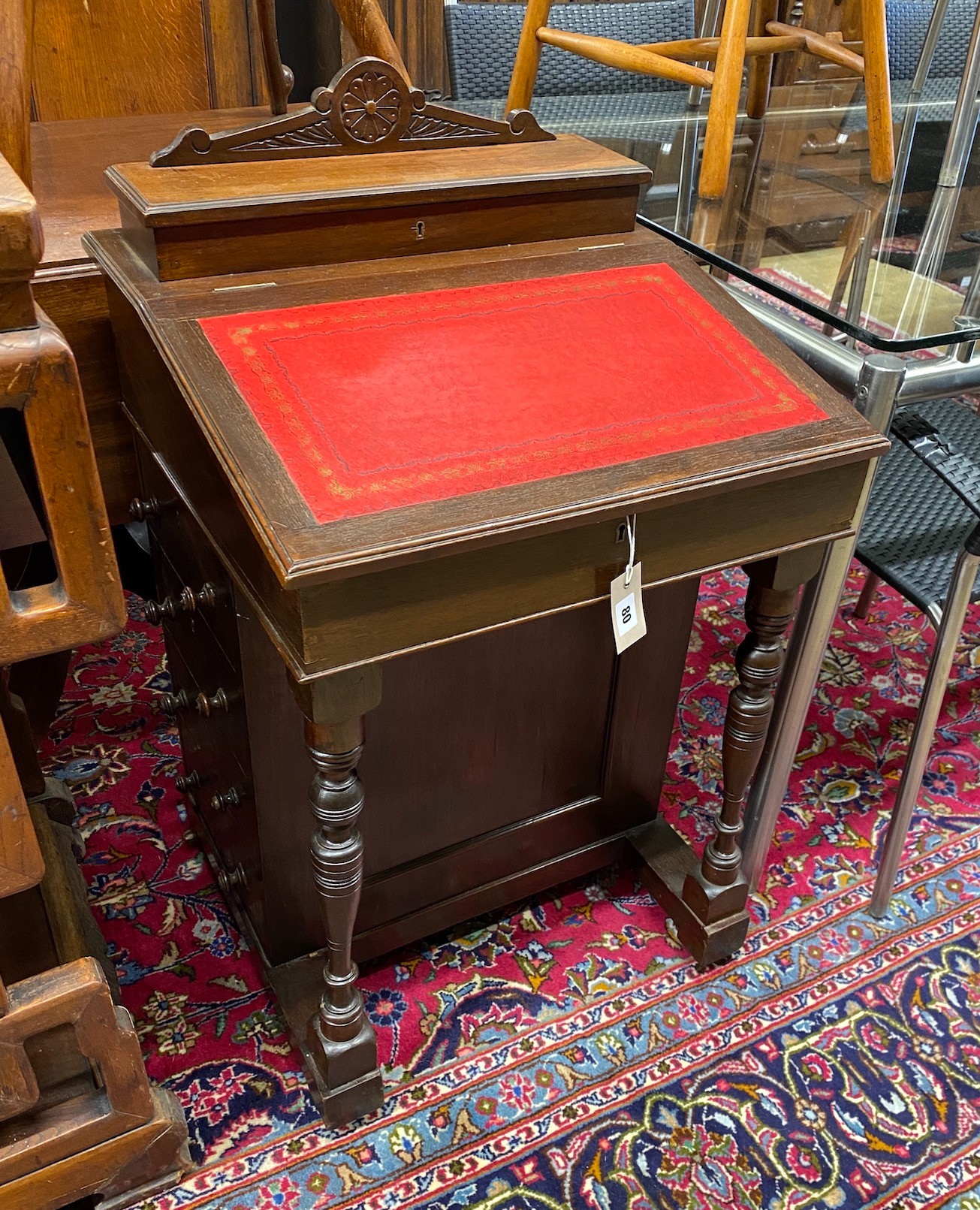 A late Victorian mahogany davenport, width 52cm, depth 52cm, height 91cm